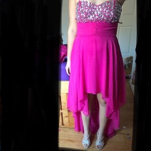 PINK HOMECOMING DRESS WITH TRAIN